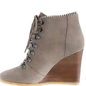 J. Crew Buckley Wedge Suede Leather Booties Ash 10
